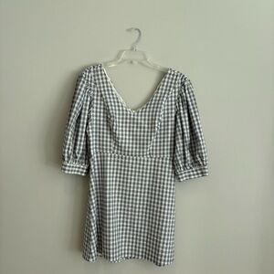 Urban Outfitters Gray Checkered V Back Dress Size L